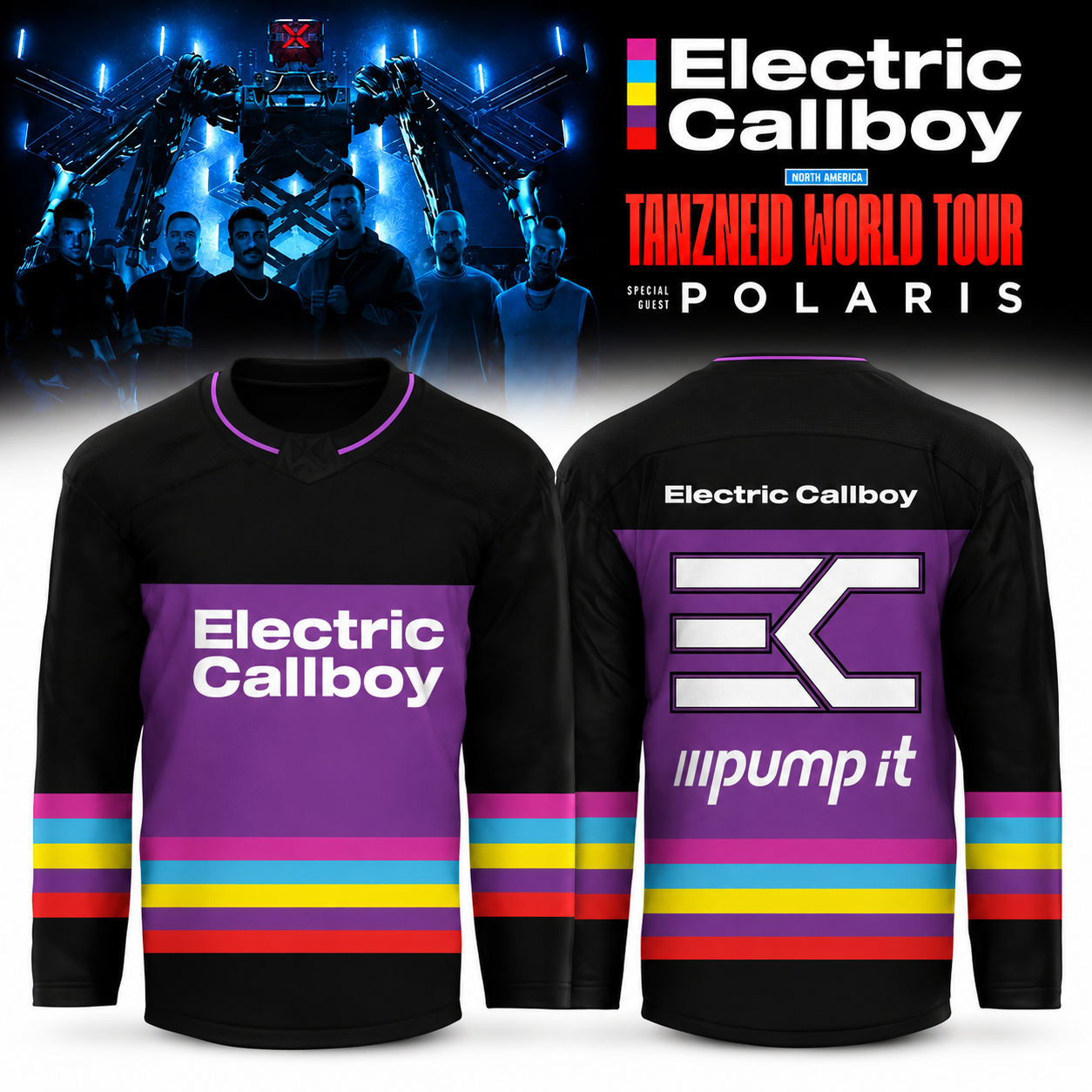 Electric Callboy Tanzneid World Tour 2026 Concert Hockey Jersey Merch