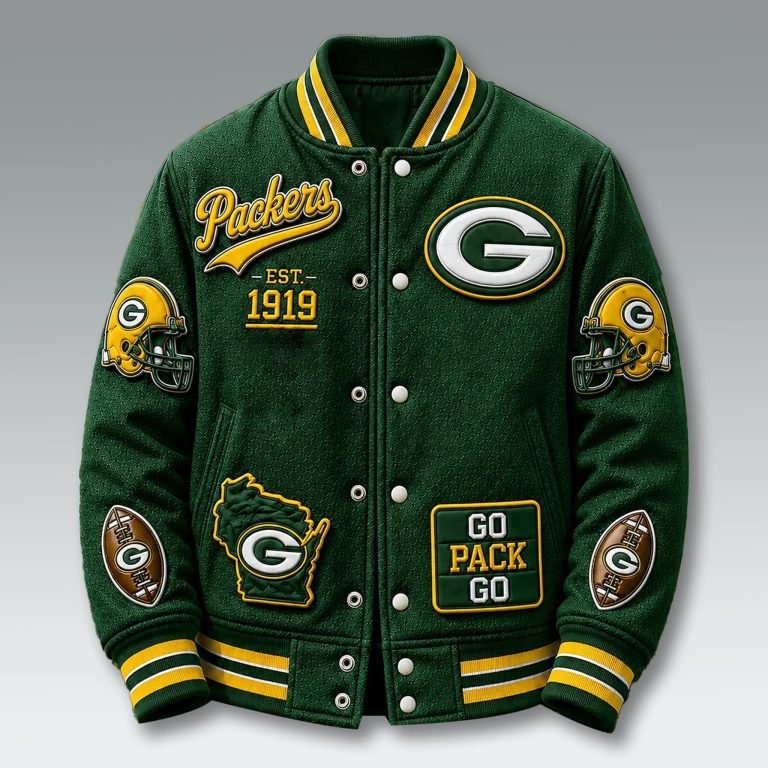 Green Bay Packers Merch Packers EST 1919 Baseball Jacket Perfect Mens Gift