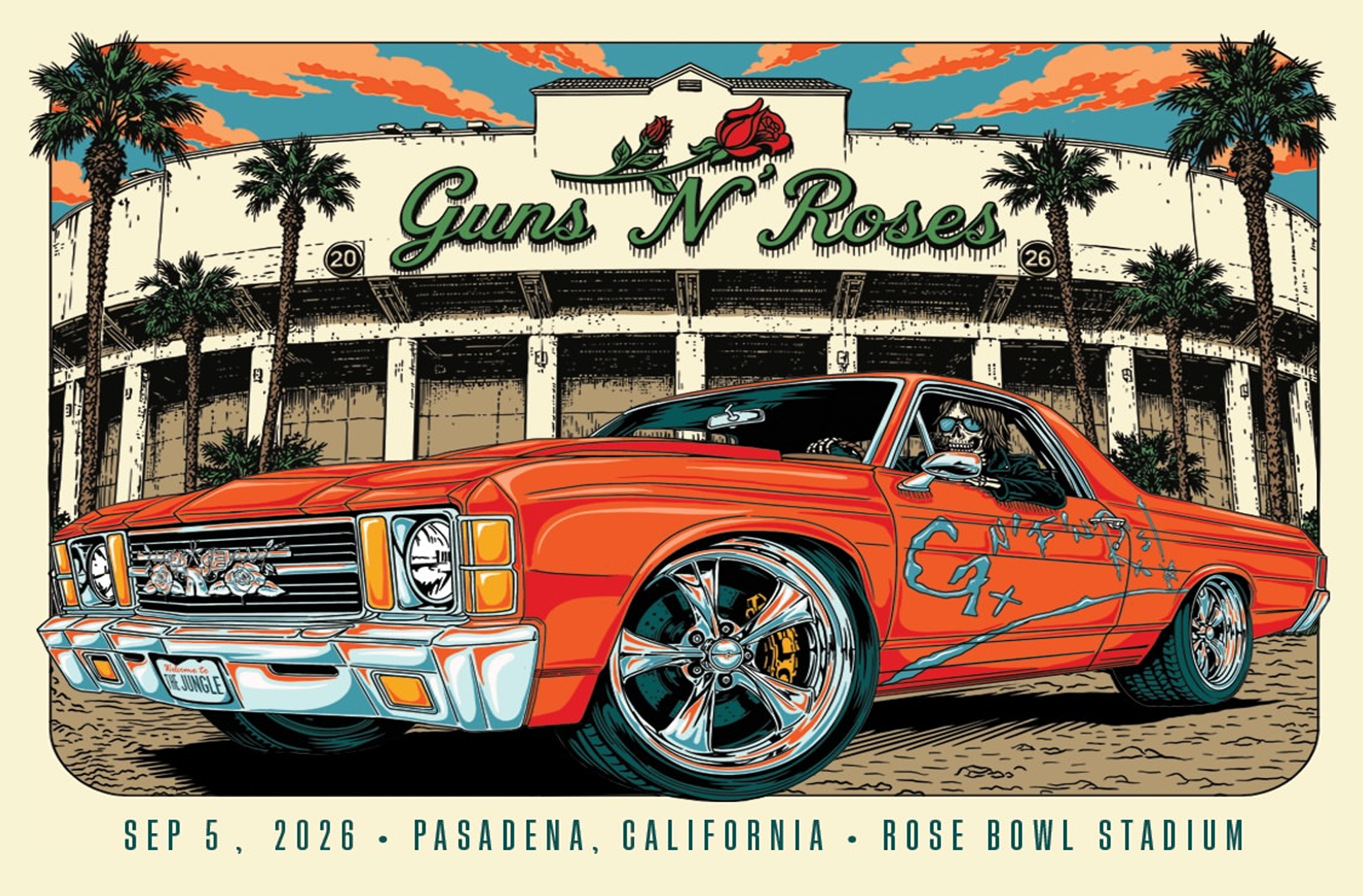 guns n roses pasadena ca sep 5 2026 rose bowl stadium world tour poster limited merch zS8NQ - merchtourboutique