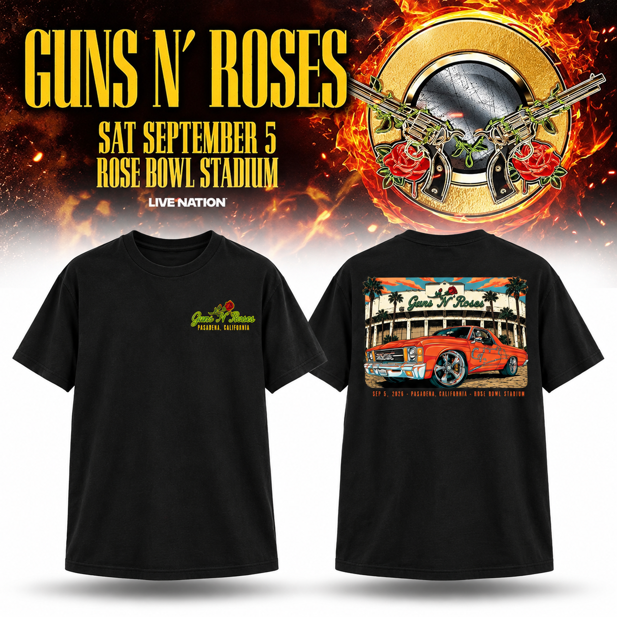 Guns N Roses World Tour 2026 Sep 5 2026 Pasadena CA T-Shirt Merch 1 - merchtourboutique guns n roses world tour 2026 sep 5 2026 pasadena ca t shirt merch klNOJ - merchtourboutique