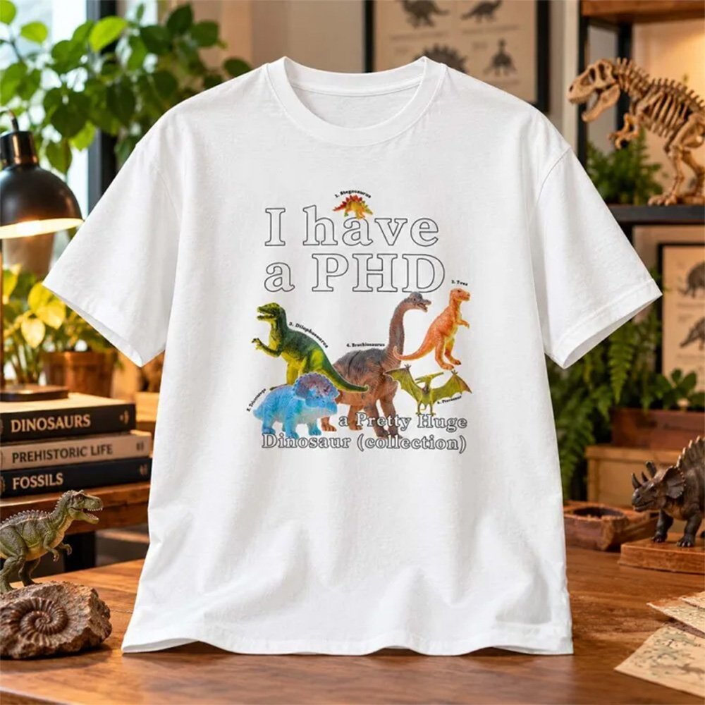 I Have A PHD Pretty Huge Dinosaur Collection Shirt Funny PHD Meme Tee Humorous Apparel Xmas Gear