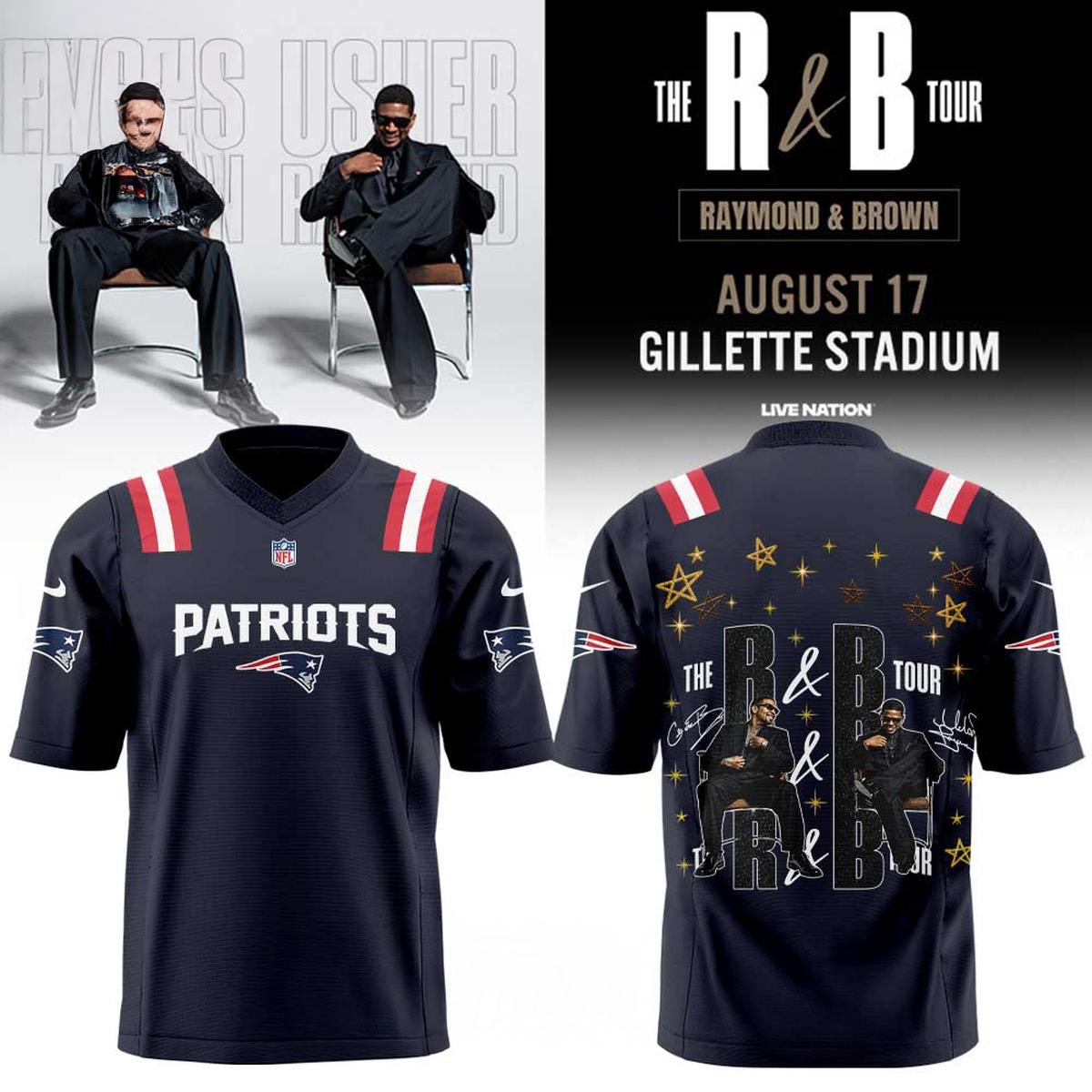 The RB Tour Gillette Stadium New England Patriots Football Jersey Music Sports Fan Apparel