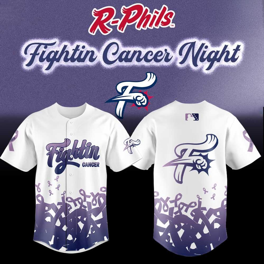 Reading Fightin Phils x Fightin Cancer Night Limited Edition Baseball Jersey MiLB Cancer Awareness Fan Apparel