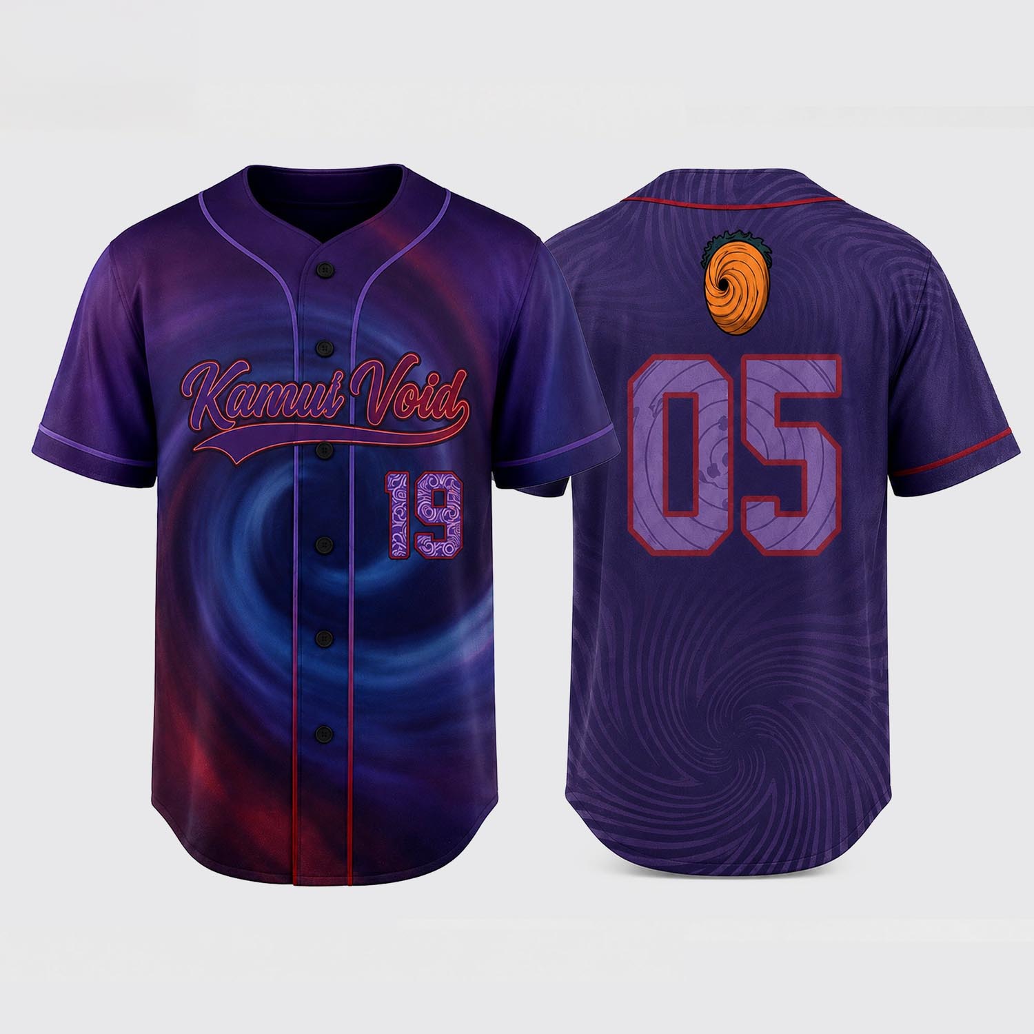 Purple Anime Spiral Ninja Baseball Jersey Personalized Name Number Sports Collection
