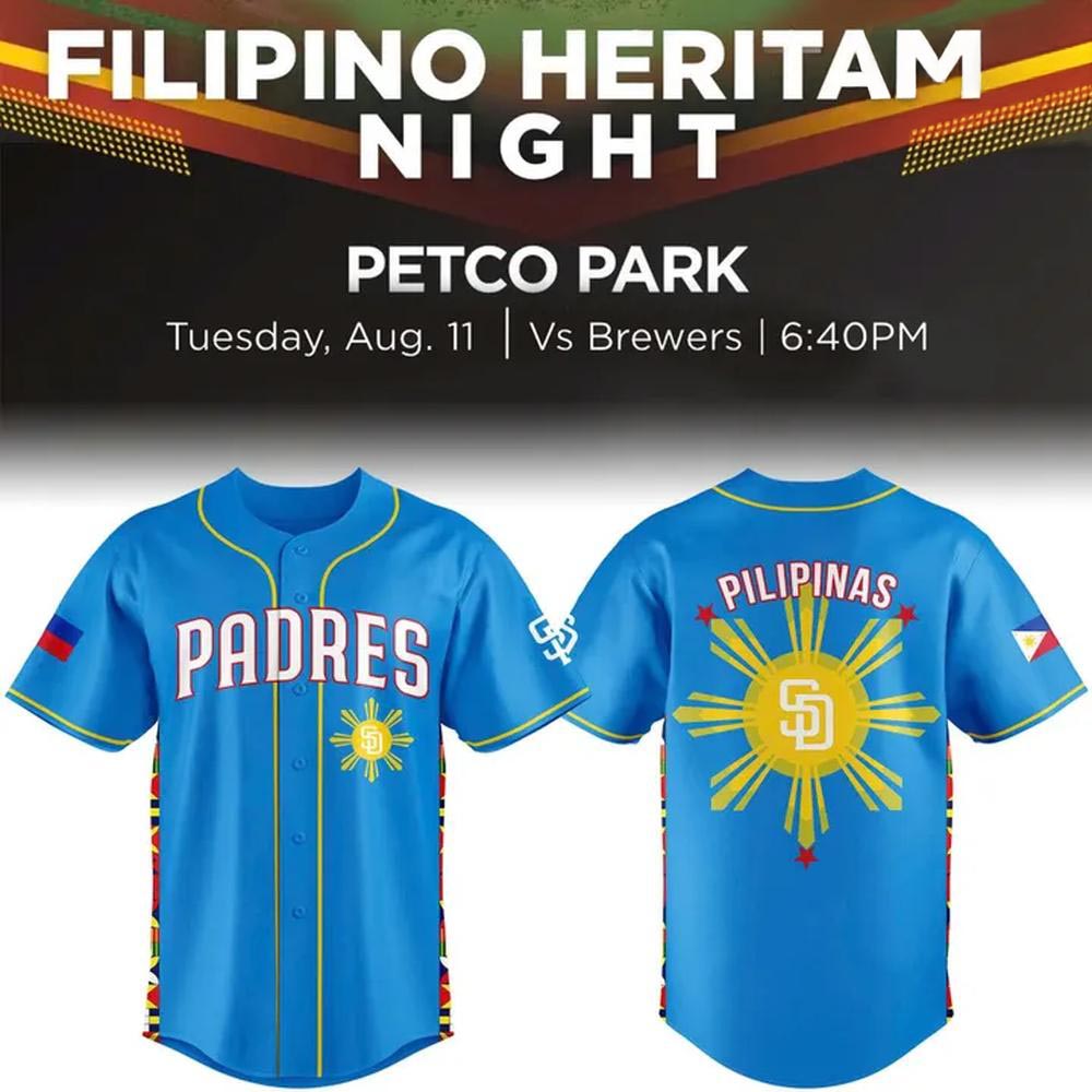 San Diego Padres x Filipino Heritage Night Limited Edition Baseball Jersey MLB Pilipinas Celebration Fan Sports Apparel