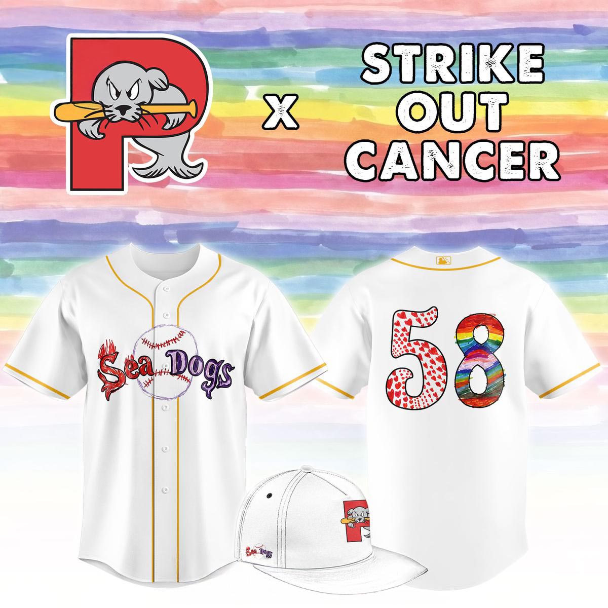 Portland Sea Dogs Strike Out Cancer 2026 Custom Baseball Jersey Awareness Game Fan Apparel