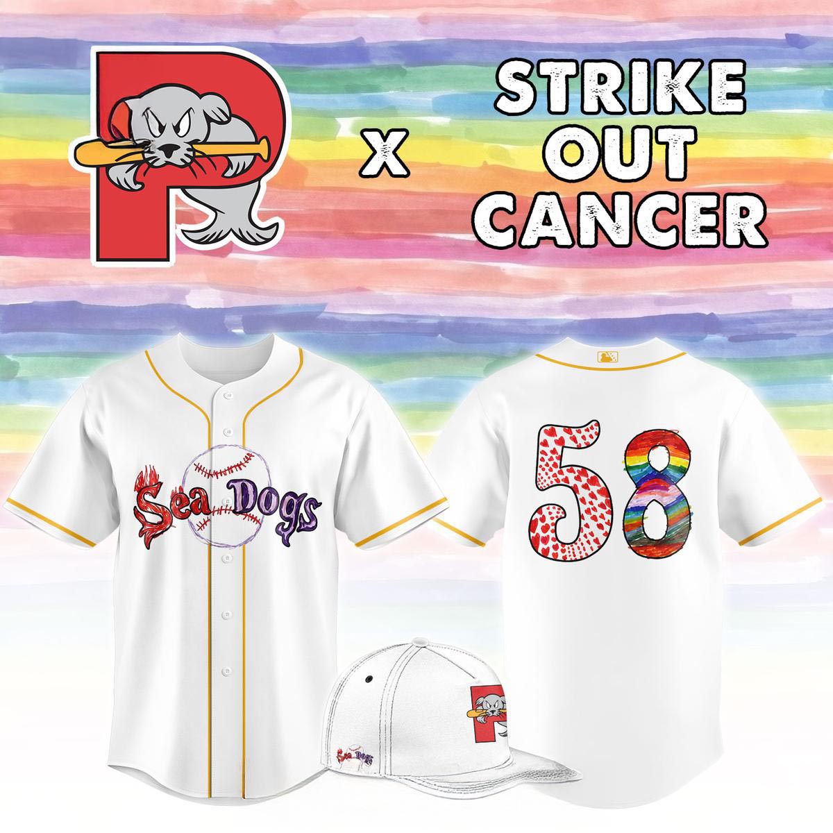 Portland Sea Dogs Strike Out Cancer 2026 Game Custom Baseball Jersey MiLB Cancer Awareness Fan Sports Apparel