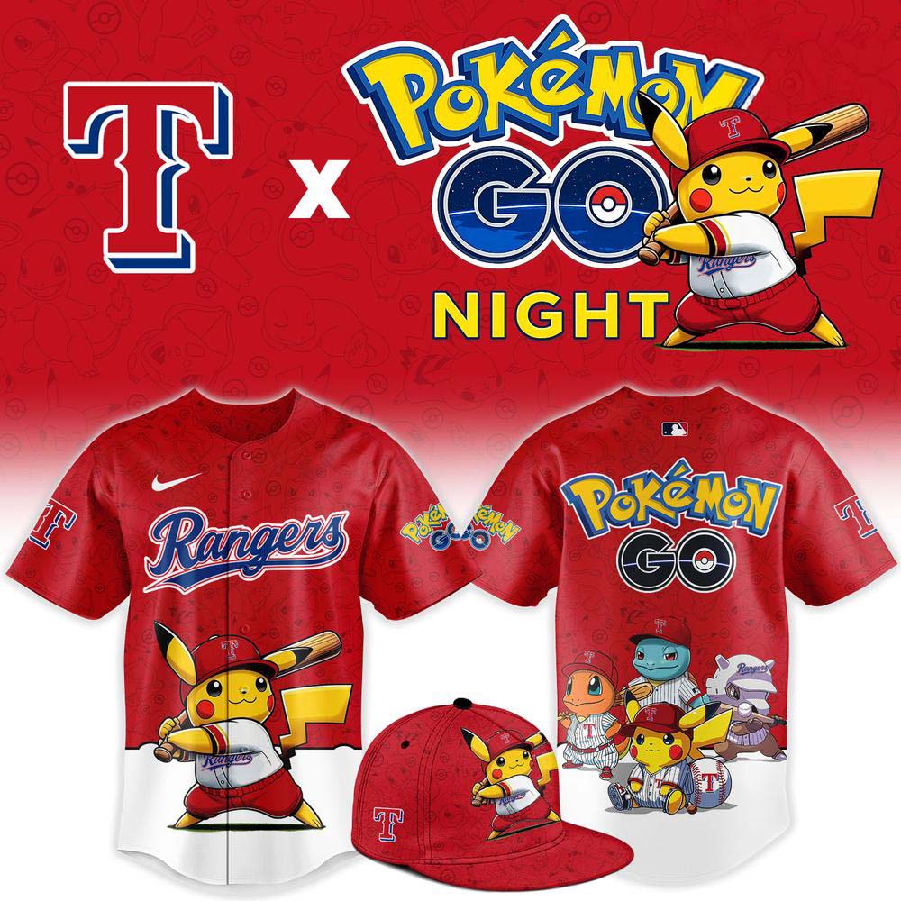 Texas Rangers x PokĂ©mon GO Night Limited Edition Baseball Jersey