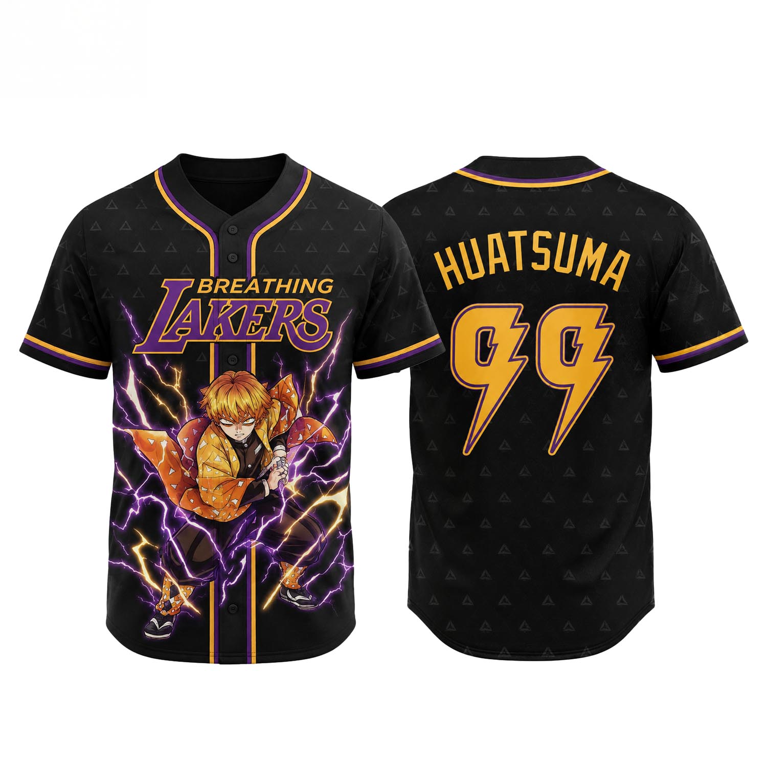 Thunder Breathing Baseball Jersey Yellow Lightning Anime Inspired Sports Collection