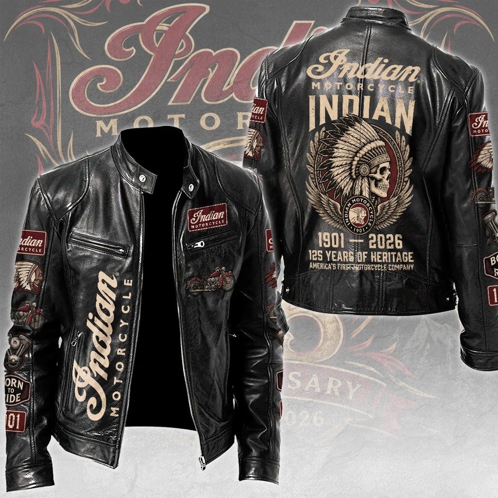 Indian Motorcycle 125th Anniversary Motorcycle Leather Jacket Biker Gift For Riders