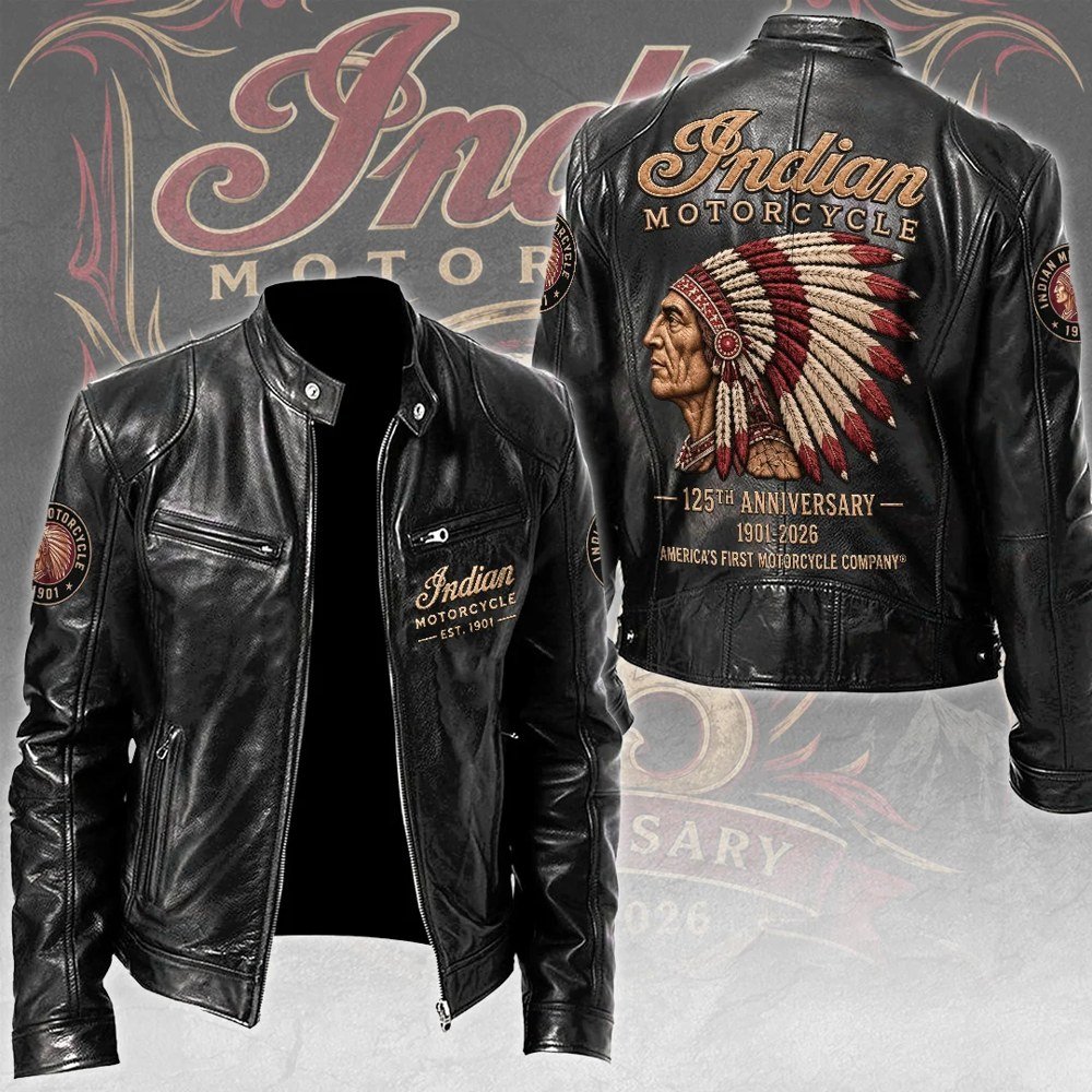 Indian Motorcycle 125th Anniversary Motorcycle Leather Jacket Heritage Gift For Bikers