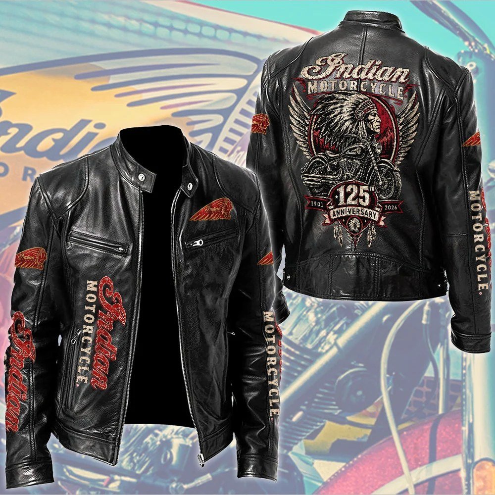 Indian Motorcycle 125th Anniversary Motorcycle Leather Jacket Rider Gift For Motorcycle Lovers