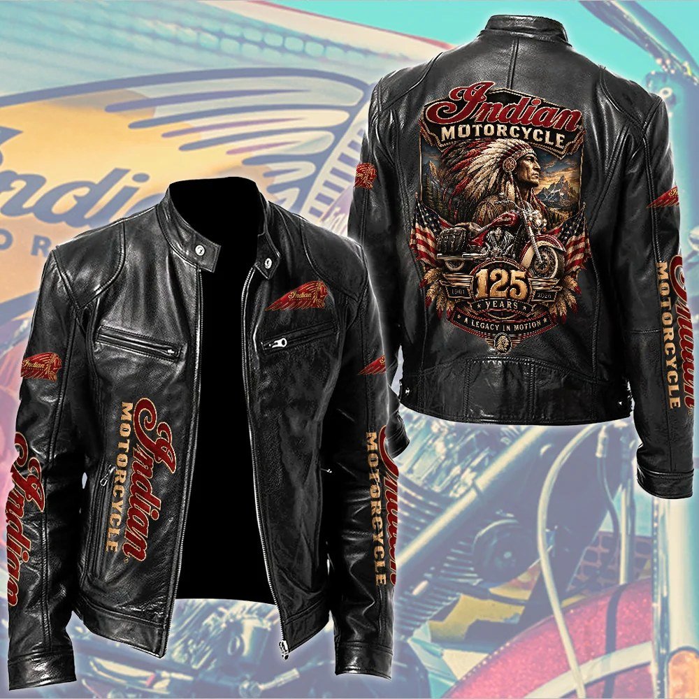 Indian Motorcycle 125th Anniversary Motorcycle Leather Jacket Rider Outfit Gift For Biker
