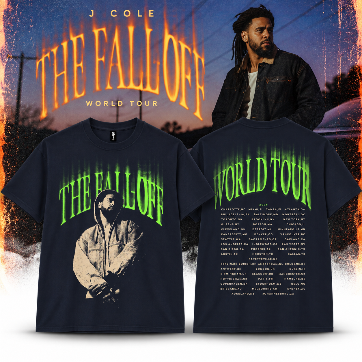 J. Cole World Tour Neon Face Tee 2026 Merch 1 - merchtourboutique j cole world tour neon face tee 2026 merch yOlZJ - merchtourboutique