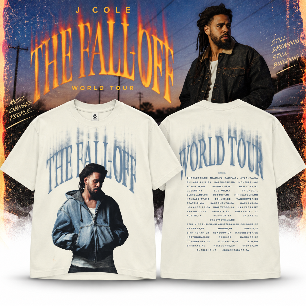 j cole world tour white face tee 2026 merch jCIrg - merchtourboutique