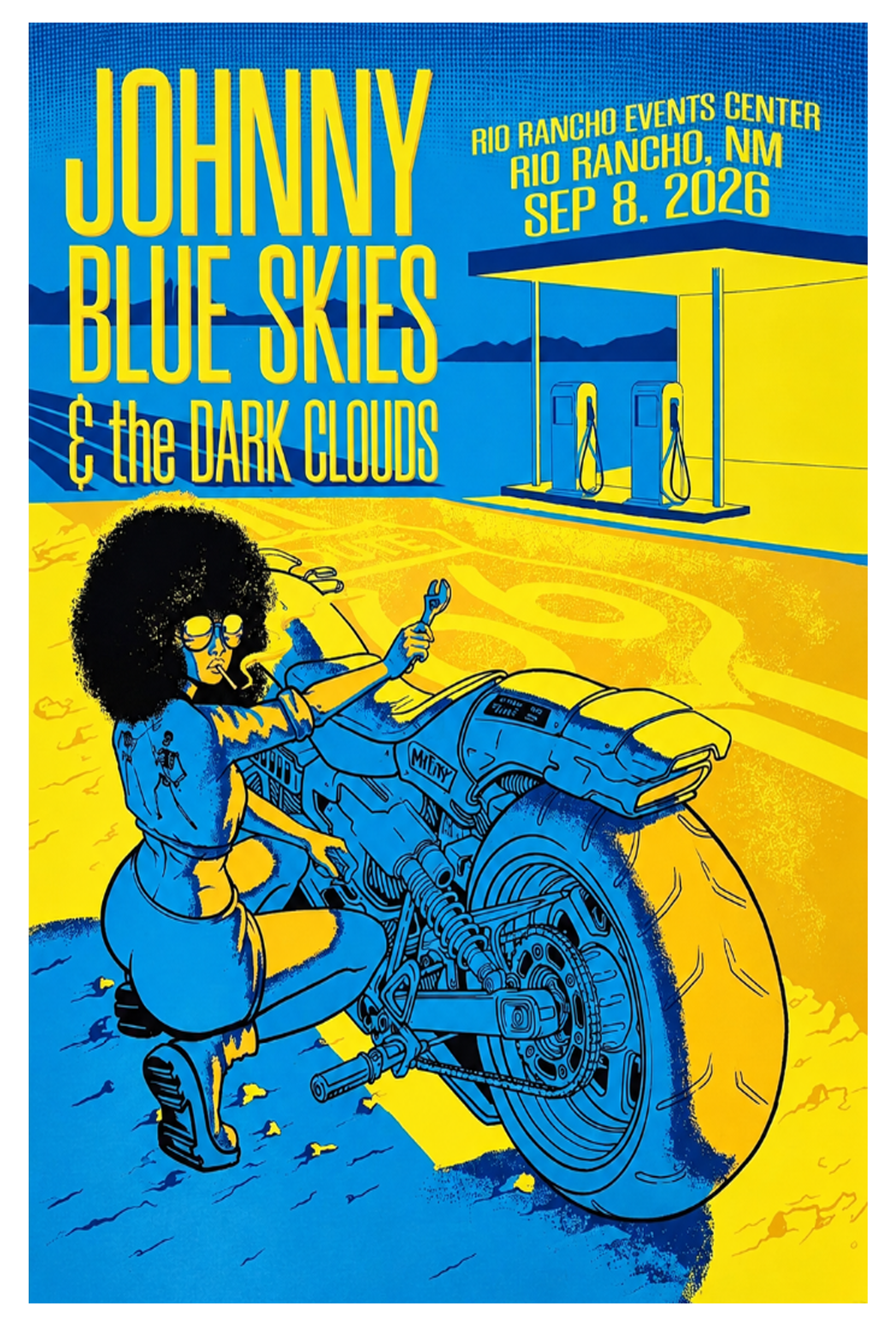 johnny blue skies the dark clouds rio rancho new mexico live show poster merch ucgky - merchtourboutique