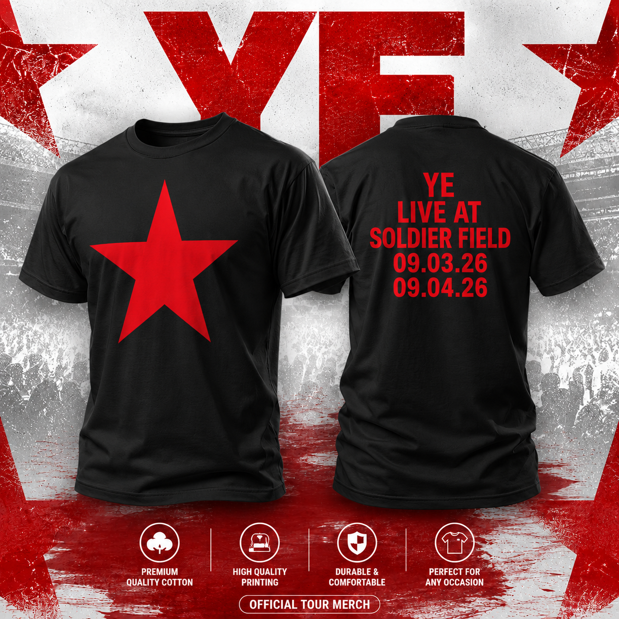 Kanye West Chicago 2026 Soldier Field T-Shirt Limited 3 - merchtourboutique Kanye West Chicago 2026 Soldier Field T-Shirt Limited