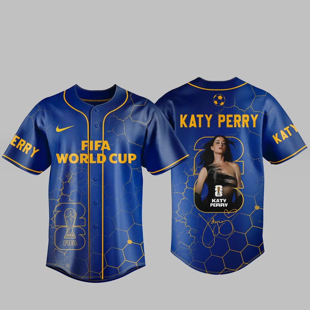 Katy Perry Global Soccer Event Baseball Jersey Navy Fan Button-Up Shirt 1 - Unicasport Katy Perry Global Soccer Event Baseball Jersey Navy Fan Button-Up Shirt