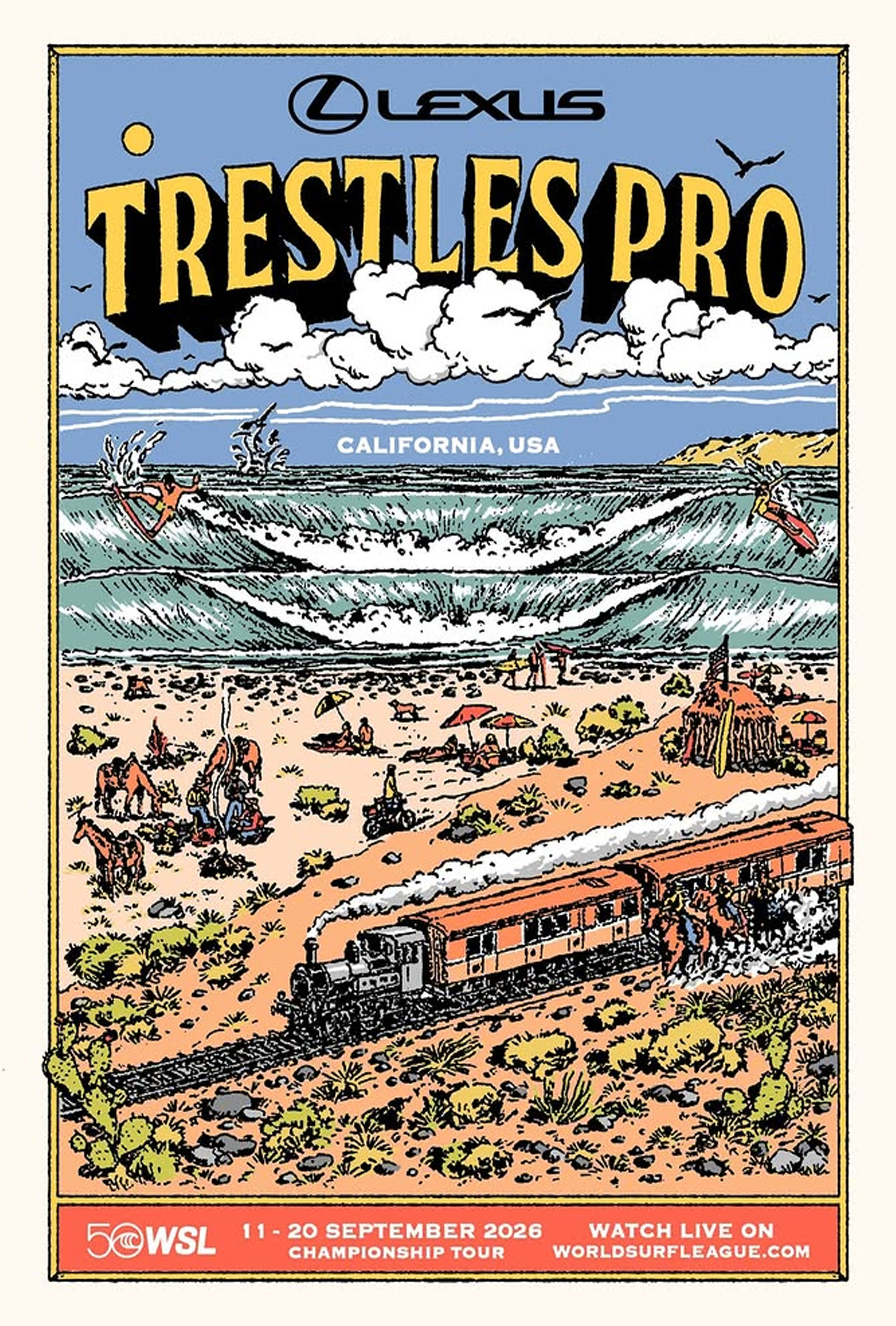 lexus trestles pro 2026 poster lower trestles san clemente california surfing championship tour artwork merch jJWud - merchtourboutique