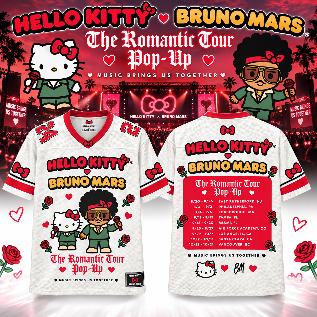 Limited Hello Kitty x Bruno Mars Tour The Romantic Tour Pop Up