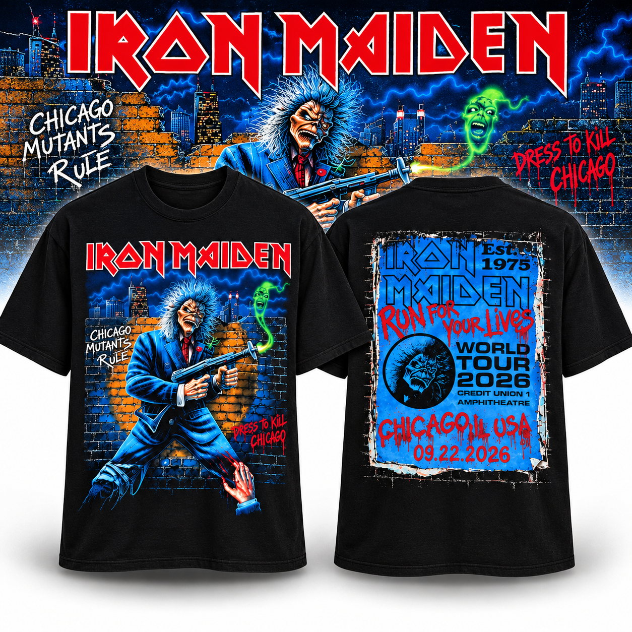 Iron Maiden Tシャツ UK限定デザイン 新品未使用 XL 2022 Limited Iron Maiden World Tour T-Shirt Merch September 22 2026