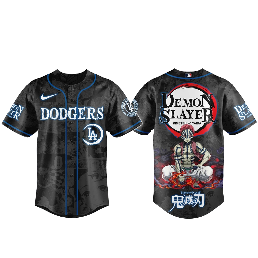 Los Angeles Dodgers x Akaza Demon Slayer Baseball Jersey 1 - Unicasport Los Angeles Dodgers x Akaza Demon Slayer Baseball Jersey