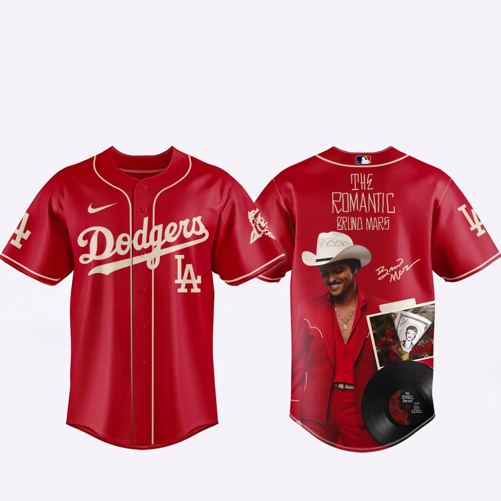 Los Angeles Dodgers x Bruno Mars The Romantic Tour 2026 Red Baseball Jersey 1 - Unicasport Los Angeles Dodgers x Bruno Mars The Romantic Tour 2026 Red Baseball Jersey