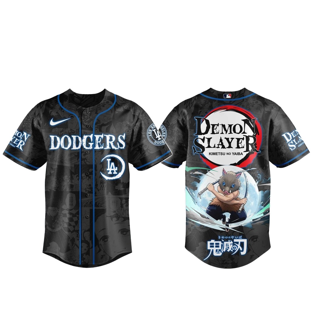 Los Angeles Dodgers x Inosuke Hashibira Demon Slayer Baseball Jersey 1 - Unicasport Los Angeles Dodgers x Inosuke Hashibira Demon Slayer Baseball Jersey