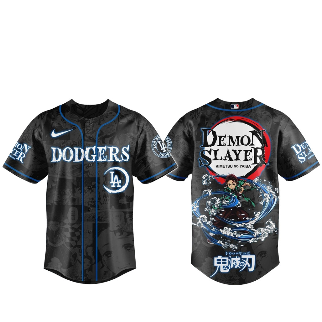 Los Angeles Dodgers x Tanjiro Kamado Demon Slayer Baseball Jersey 1 - Unicasport Los Angeles Dodgers x Tanjiro Kamado Demon Slayer Baseball Jersey