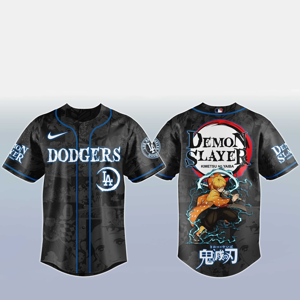 Los Angeles Dodgers x Zenitsu Agatsuma Demon Slayer Baseball Jersey 1 - Unicasport Los Angeles Dodgers x Zenitsu Agatsuma Demon Slayer Baseball Jersey