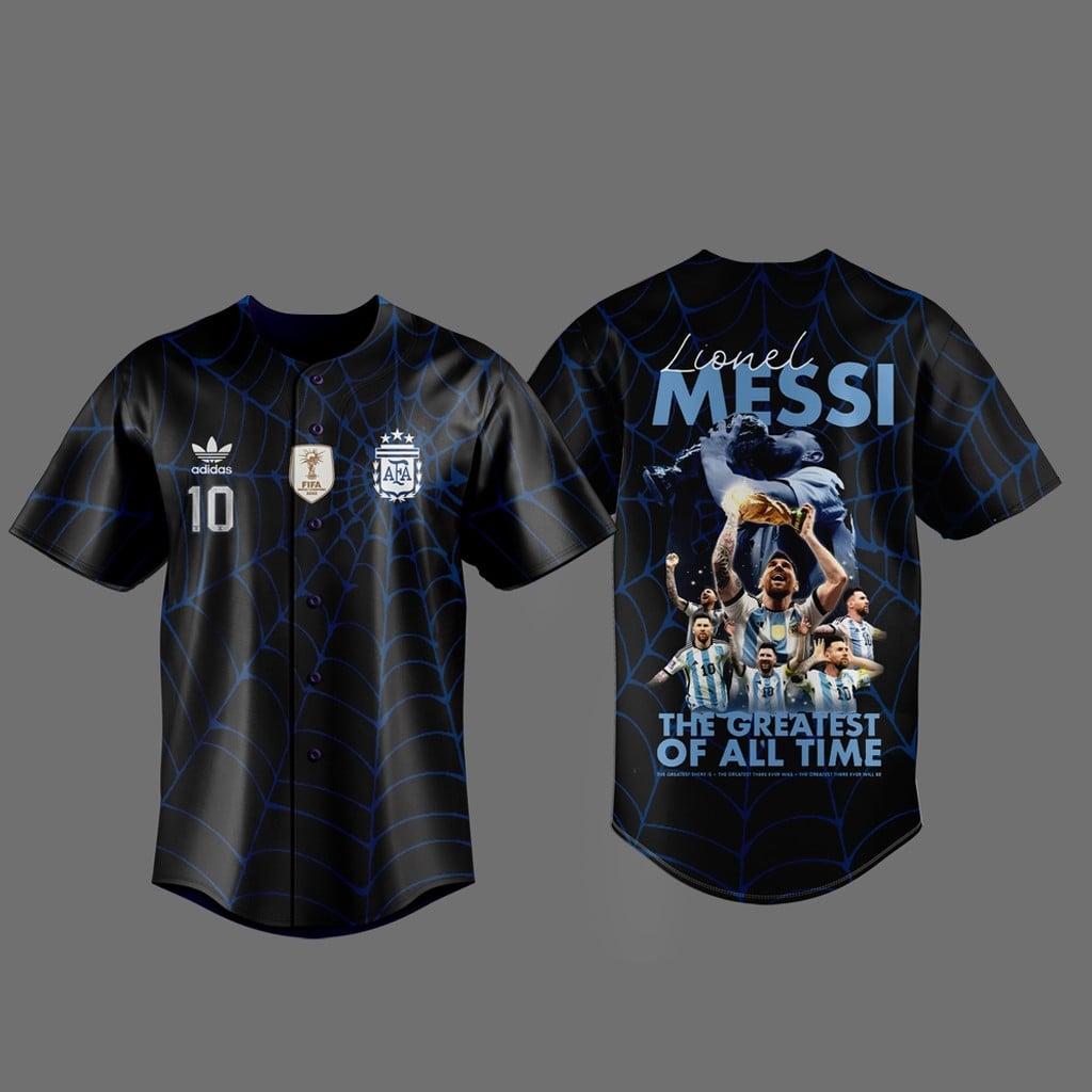 Messi x Spider Man Goat Web Hero Baseball Jersey 1 - Unicasport Messi x Spider Man Goat Web Hero Baseball Jersey