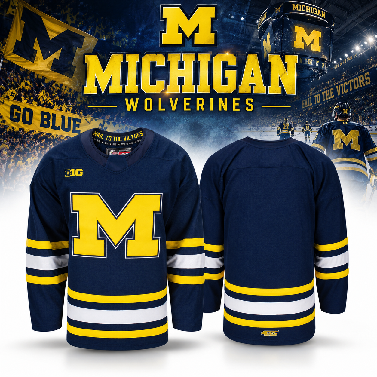 Michigan Wolverines Exclusive Pro Sports Men's Replica Blue Hockey Jersey 2026 Limited 2 - Unicasport Michigan Wolverines Exclusive Pro Sports Men's Replica Blue Hockey Jersey 2026 Limited