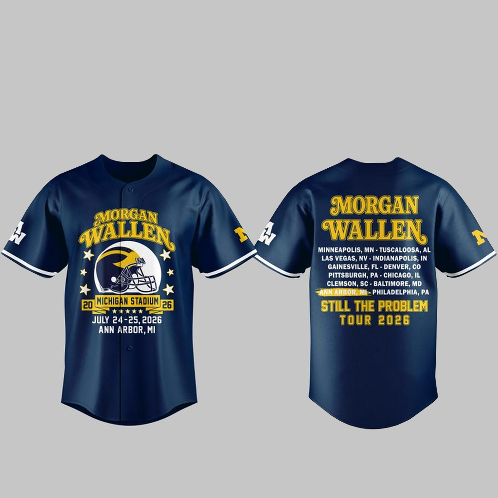 Michigan Wolverines x Morgan Wallen Still The Problem Tour 2026 Baseball Jersey 1 - Unicasport Michigan Wolverines x Morgan Wallen Still The Problem Tour 2026 Baseball Jersey