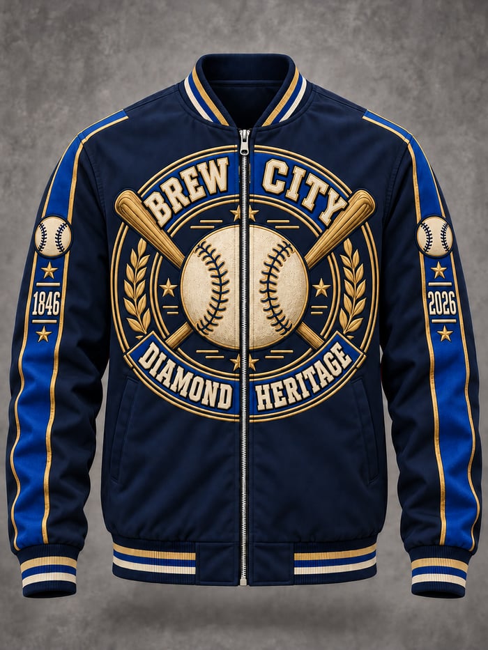 Milwaukee Brewers Merch Brew City Diamond Heritage Baseball Jacket Game Day Gift For Him