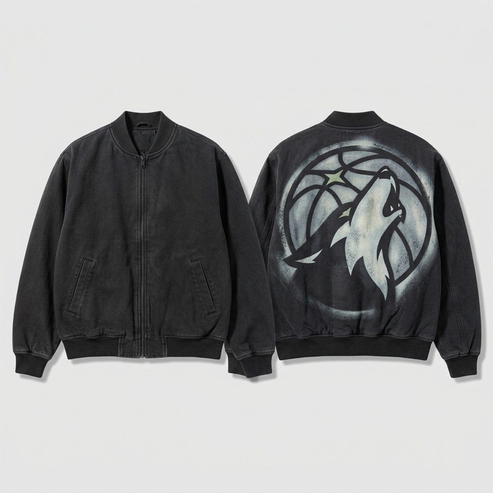 Minnesota Timberwolves Airbrushed Wolf Jacket Timberwolves Merch Gift For Basketball Fans