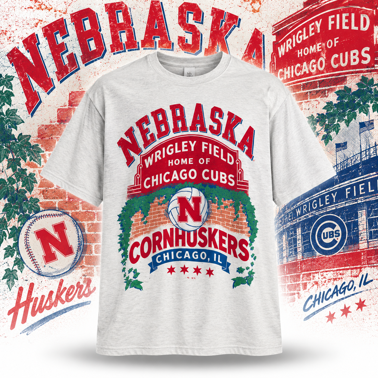 Nebraska Wrigley Field Chicago IL 2026 Merch Shirt 1 - merchtourboutique nebraska wrigley field chicago il 2026 merch shirt sYOSL - merchtourboutique