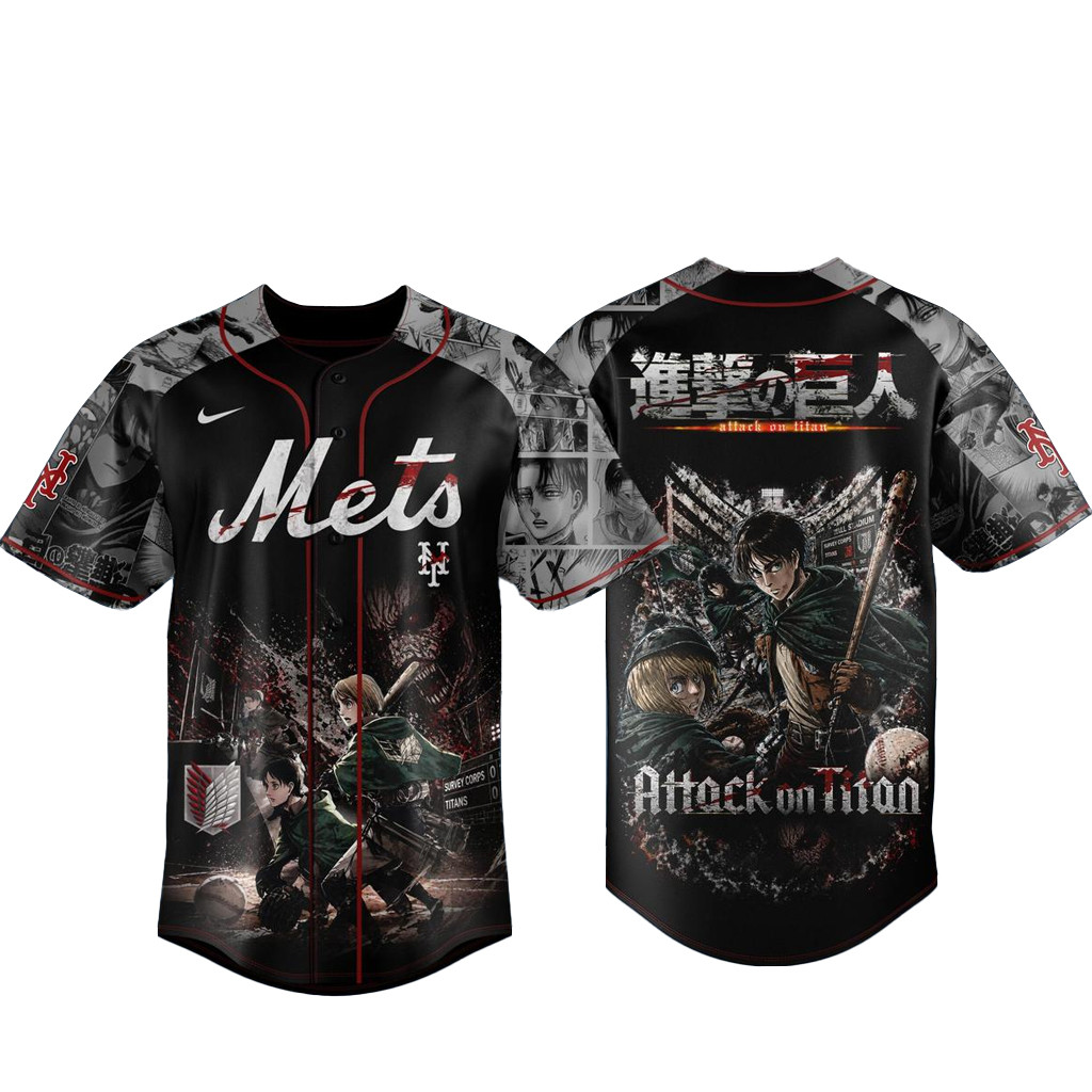 New York Mets x Attack on Titan 2026 Baseball Jersey 1 - Unicasport New York Mets x Attack on Titan 2026 Baseball Jersey