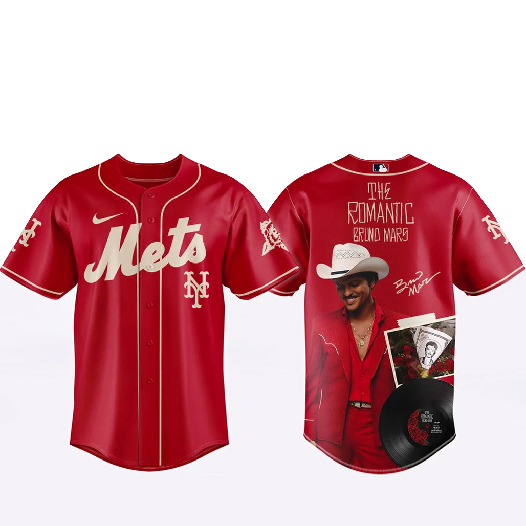 New York Mets x Bruno Mars The Romantic Tour 2026 Red Baseball Jersey 1 - Unicasport New York Mets x Bruno Mars The Romantic Tour 2026 Red Baseball Jersey