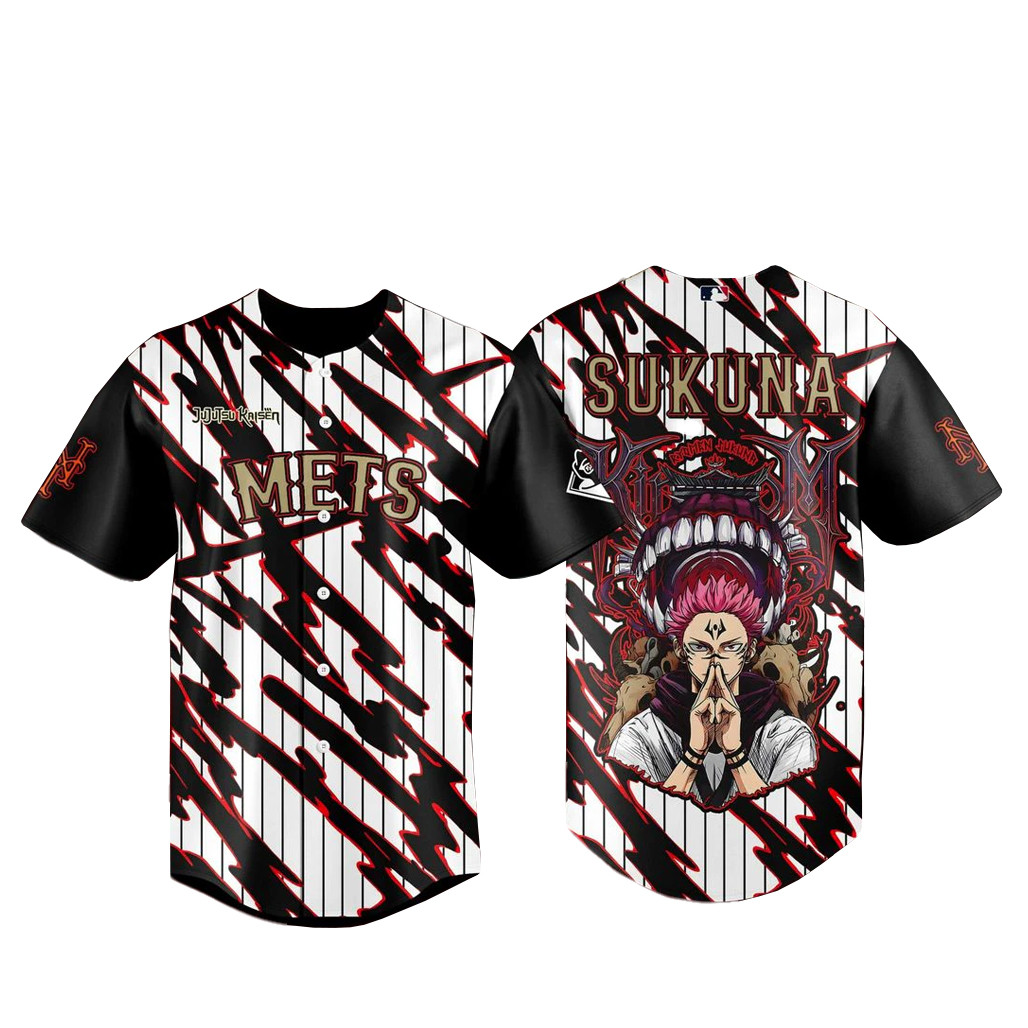 New York Mets x Jujutsu Kaisen Night 2026 Sukuna Baseball Jersey 1 - Unicasport New York Mets x Jujutsu Kaisen Night 2026 Sukuna Baseball Jersey