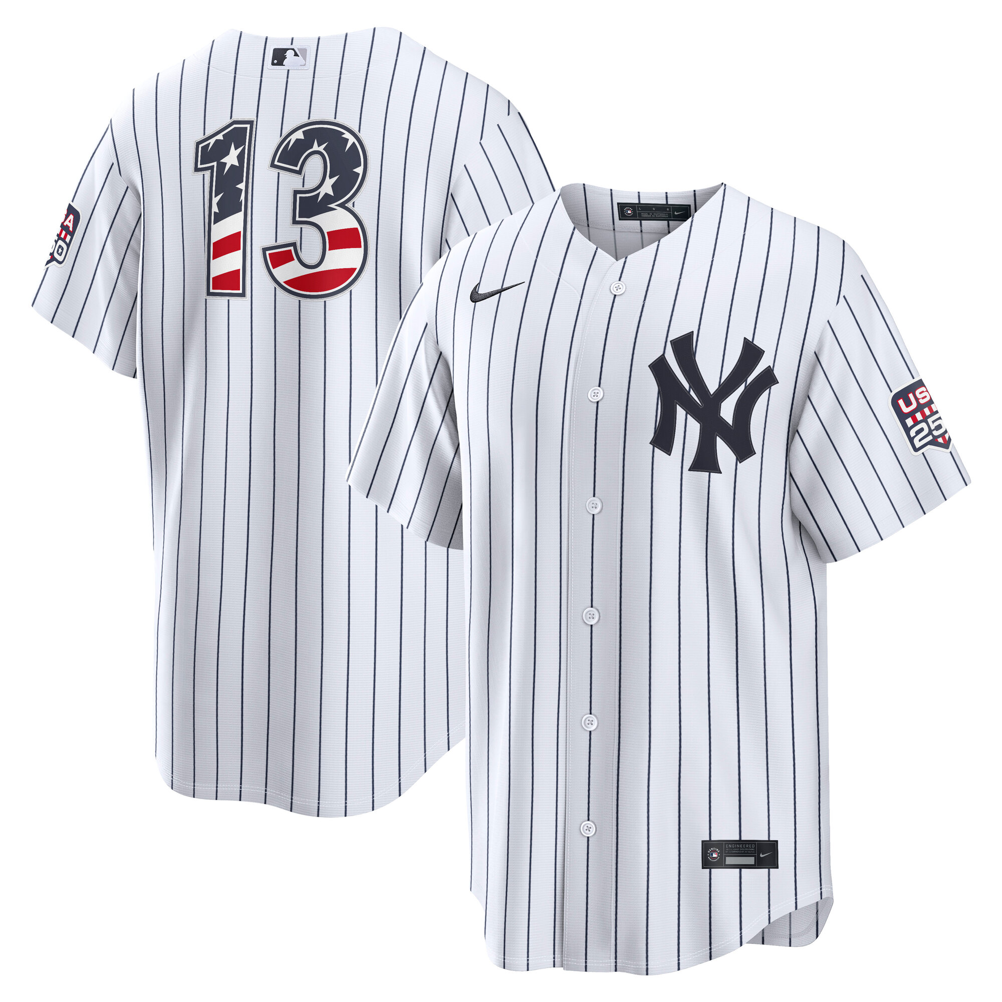 New York Yankees Jazz Chisholm Jr. White USA 250 Fourth of July Home Baseball Jersey_1