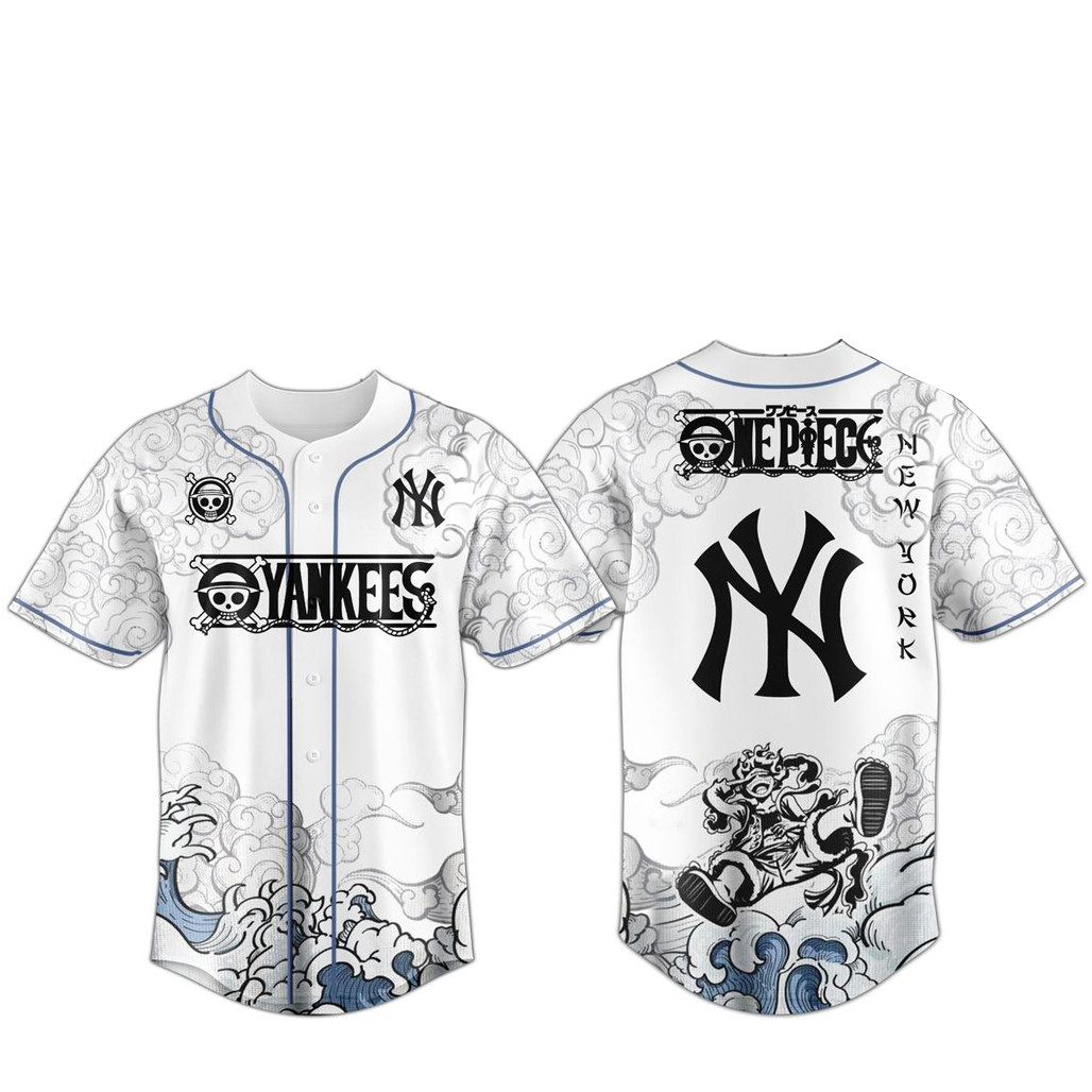 New York Yankees x One Piece 2026 Luffy The Gear 5 Baseball Jersey 1 - Unicasport New York Yankees x One Piece 2026 Luffy The Gear 5 Baseball Jersey