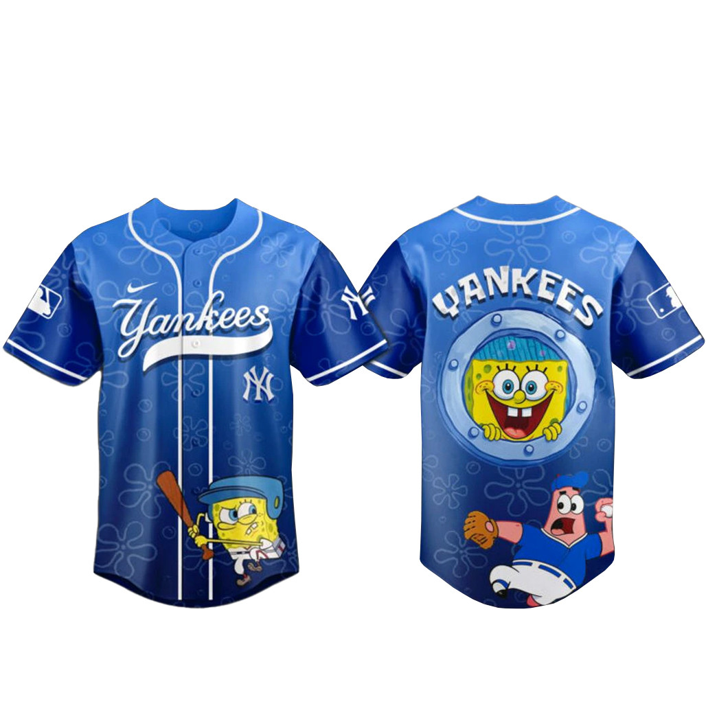 New York Yankees x SpongeBob Home Run Baseball Jersey 1 - Unicasport New York Yankees x SpongeBob Home Run Baseball Jersey