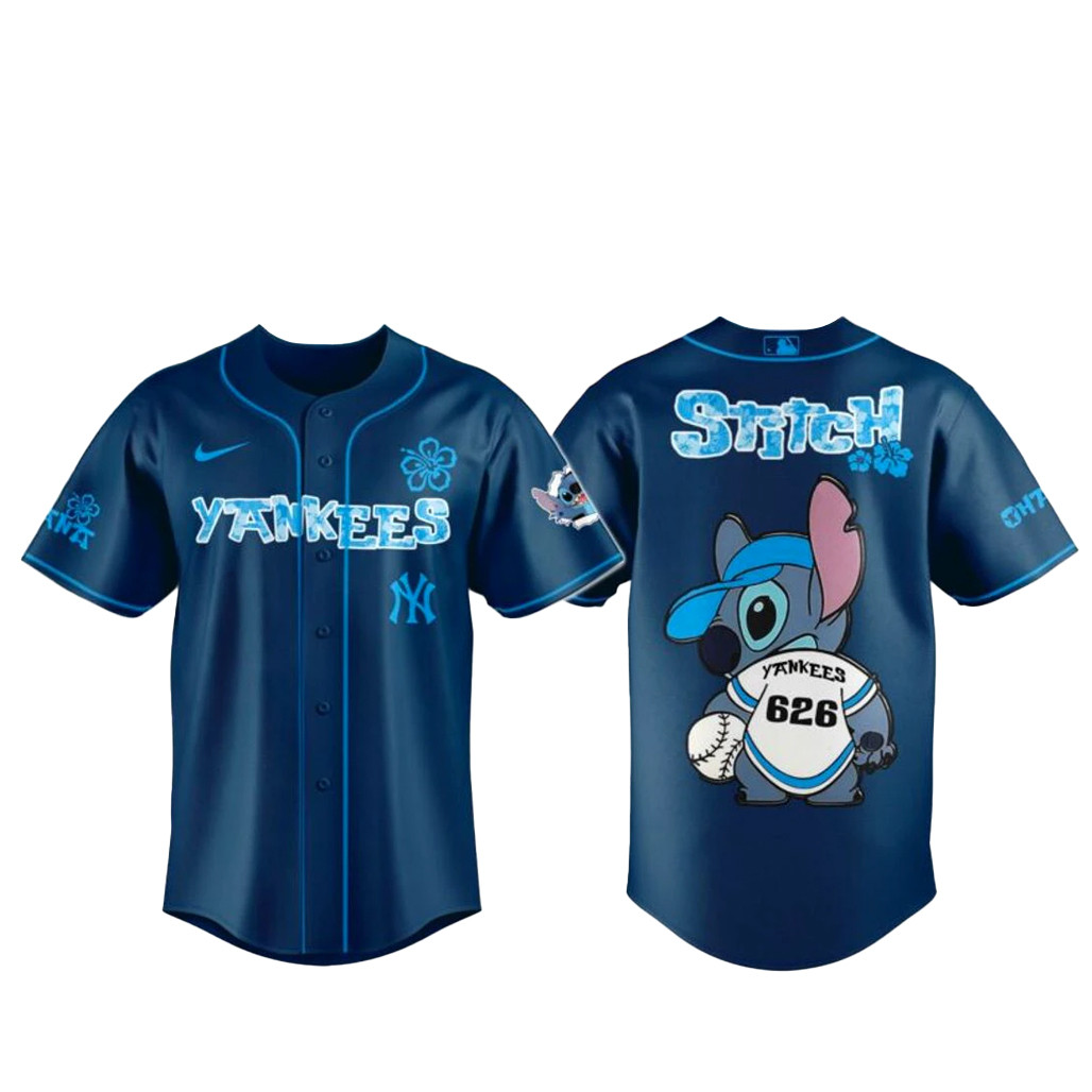 New York Yankees x Stitch 626 Baseball Jersey 1 - Unicasport New York Yankees x Stitch 626 Baseball Jersey