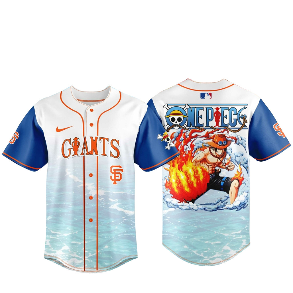 One Piece Anime x San Francisco Giants Portgas D. Ace Baseball Jersey 1 - Unicasport One Piece Anime x San Francisco Giants Portgas D. Ace Baseball Jersey