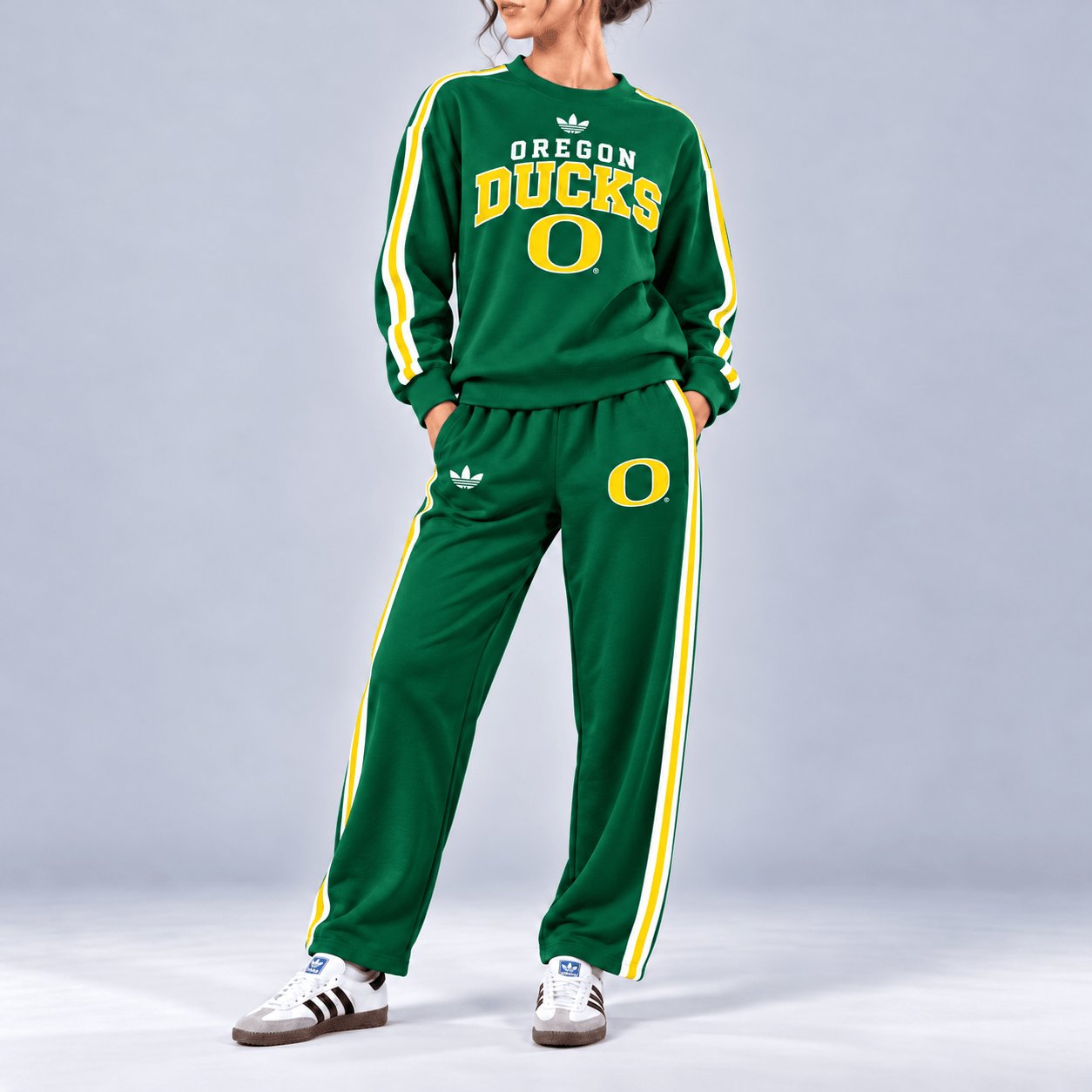 Oregon Ducks Merch Vintage Stripe Sweatshirt And Sweatpants Sets Gift For Ducks Fans