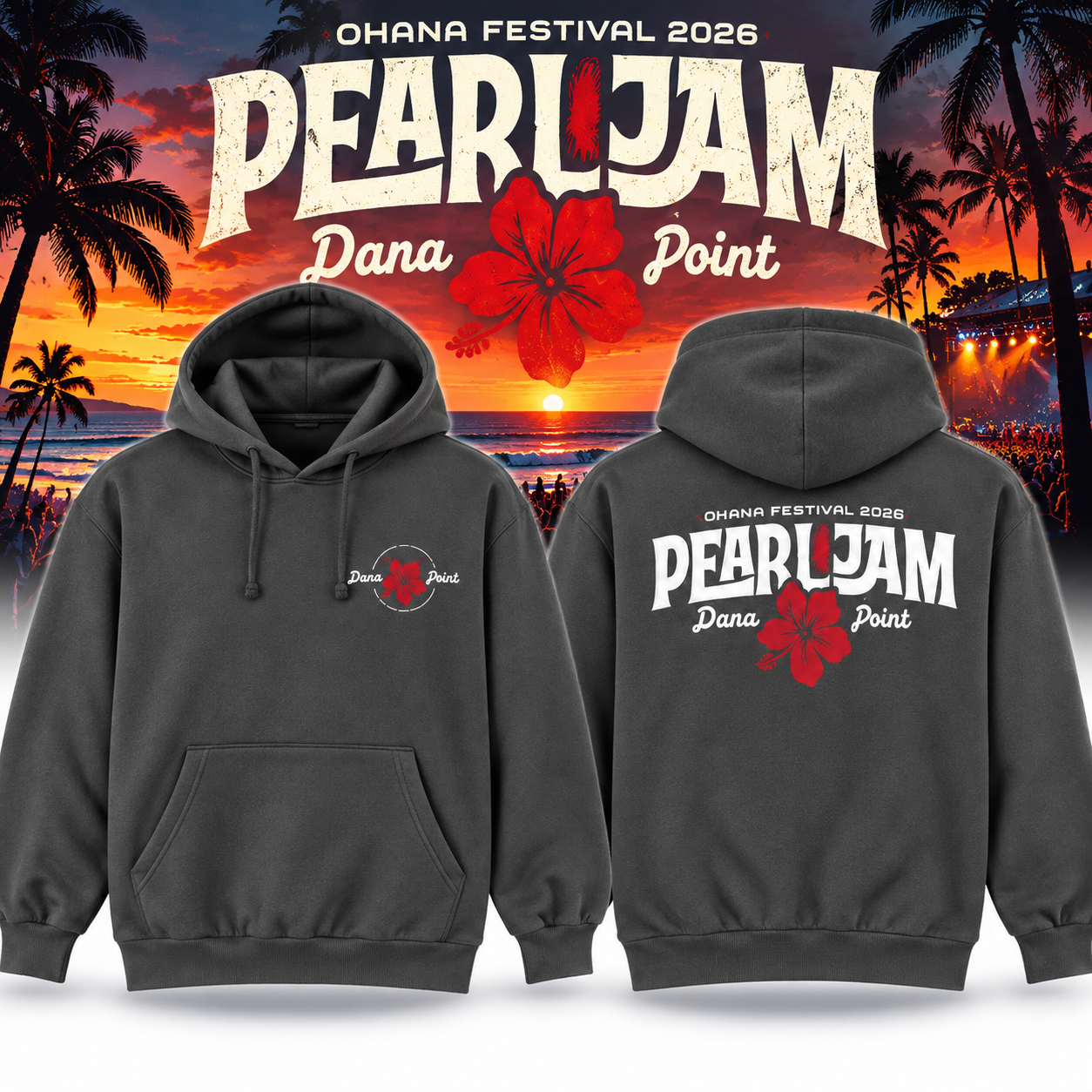 Pearl Jam 2026 Ohana Festival Pullover Hoodie Doheny State Beach