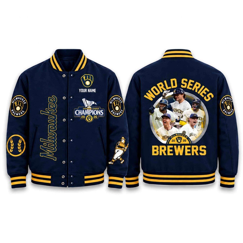 Personalized 2026 Brewers World Series Merch NLCS Champions Jacket Baseball Fan Gear