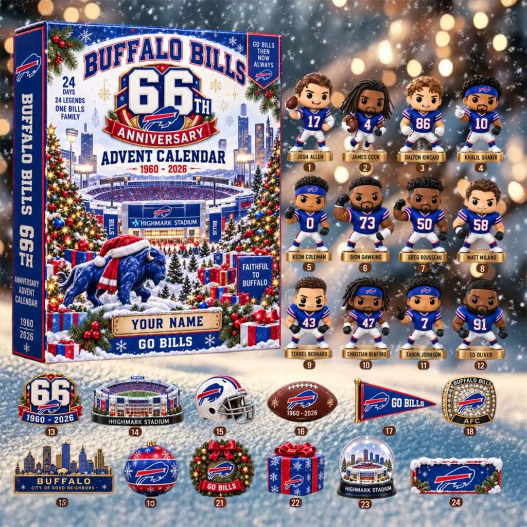 Personalized Buffalo Bills 66th Anniversary Advent Calendar 2026 Go Bills Christmas Ornaments