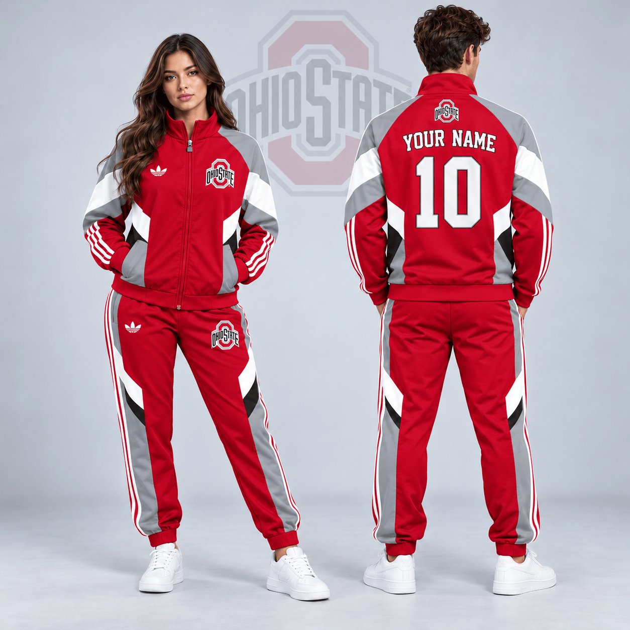 Personalized Ohio State Buckeyes Merch Retro Colorblock Jacket And Sweatpants Gift For Buckeyes Lover