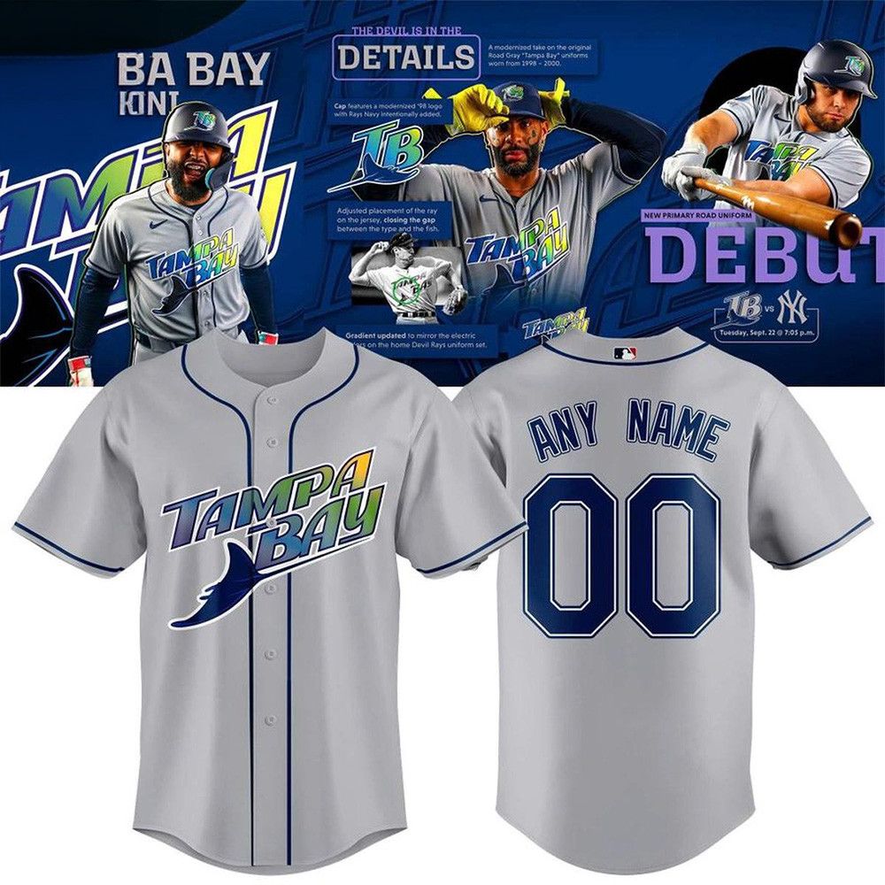 Personalized Tampa Bay Rays Merch Baseball Road Baseball Jersey Rays Game Day Clothing